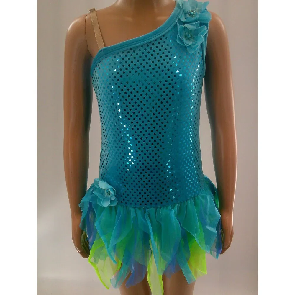 Pre-Owned Dance Costume Small Child Turquoise A Wish Come True V1867 Lyrical Ba